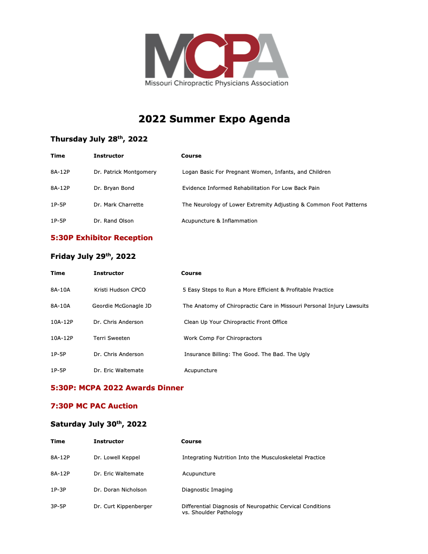 MCPA 2022 Summer Expo Agenda